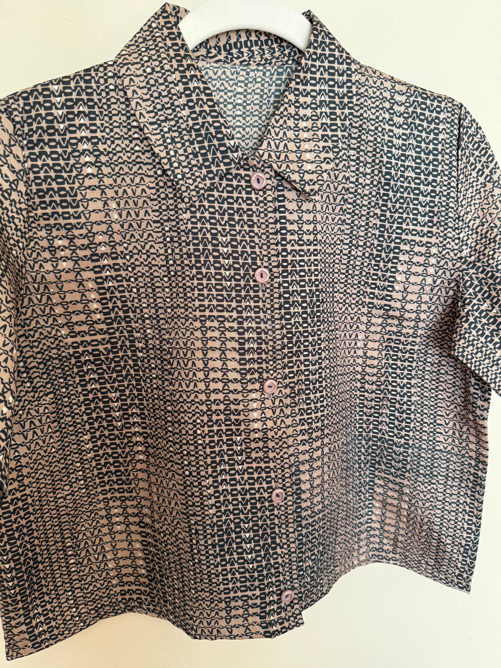Cropped Blouse - Neutral Geo - M/L