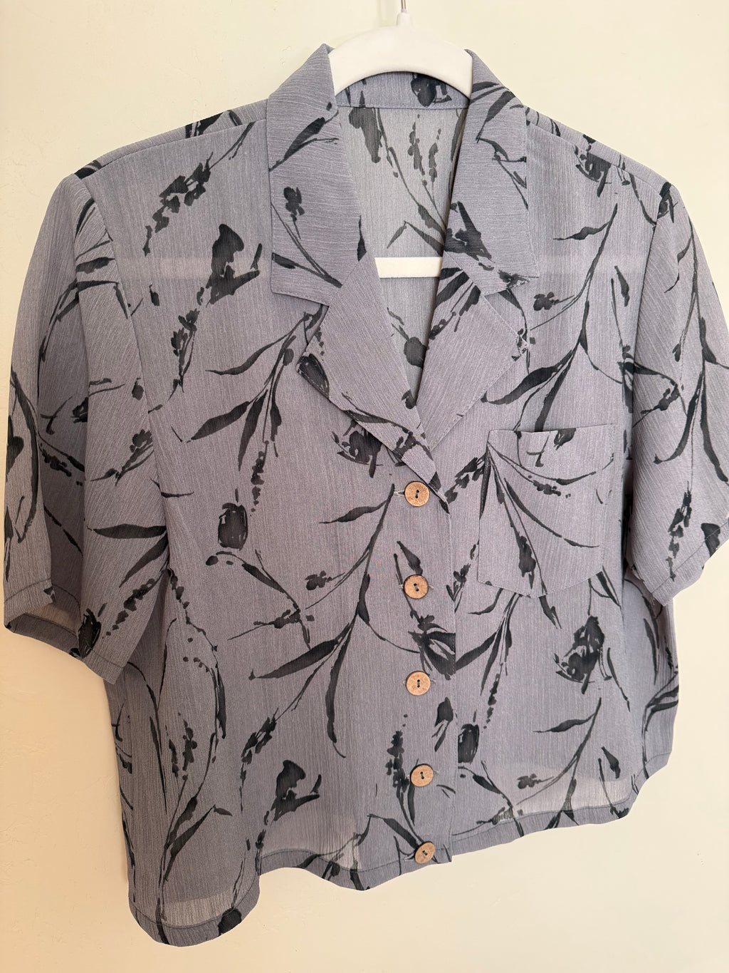 Cropped Blouse - Watercolor Floral - M/L
