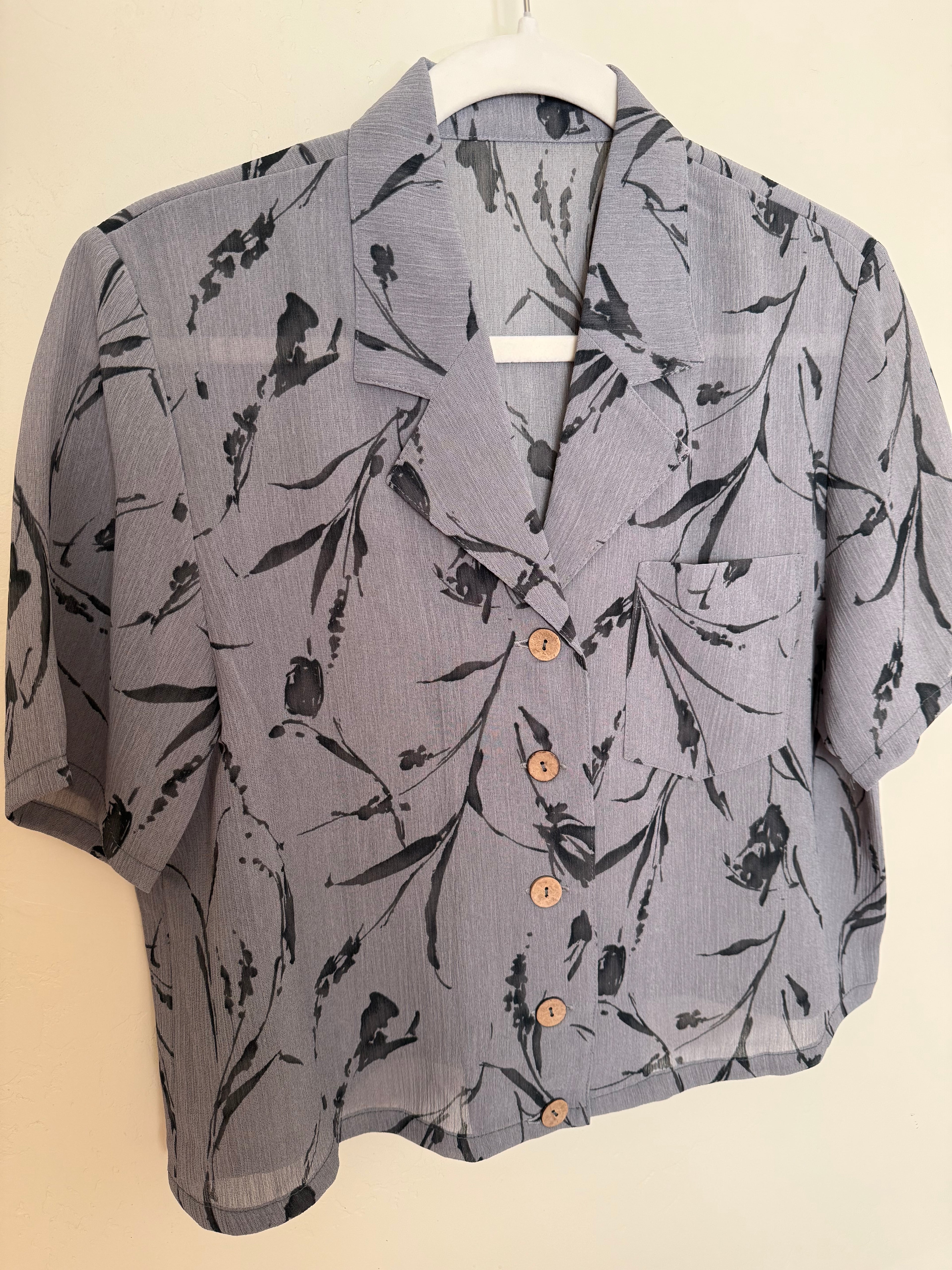 Cropped Blouse - Watercolor Floral - M/L