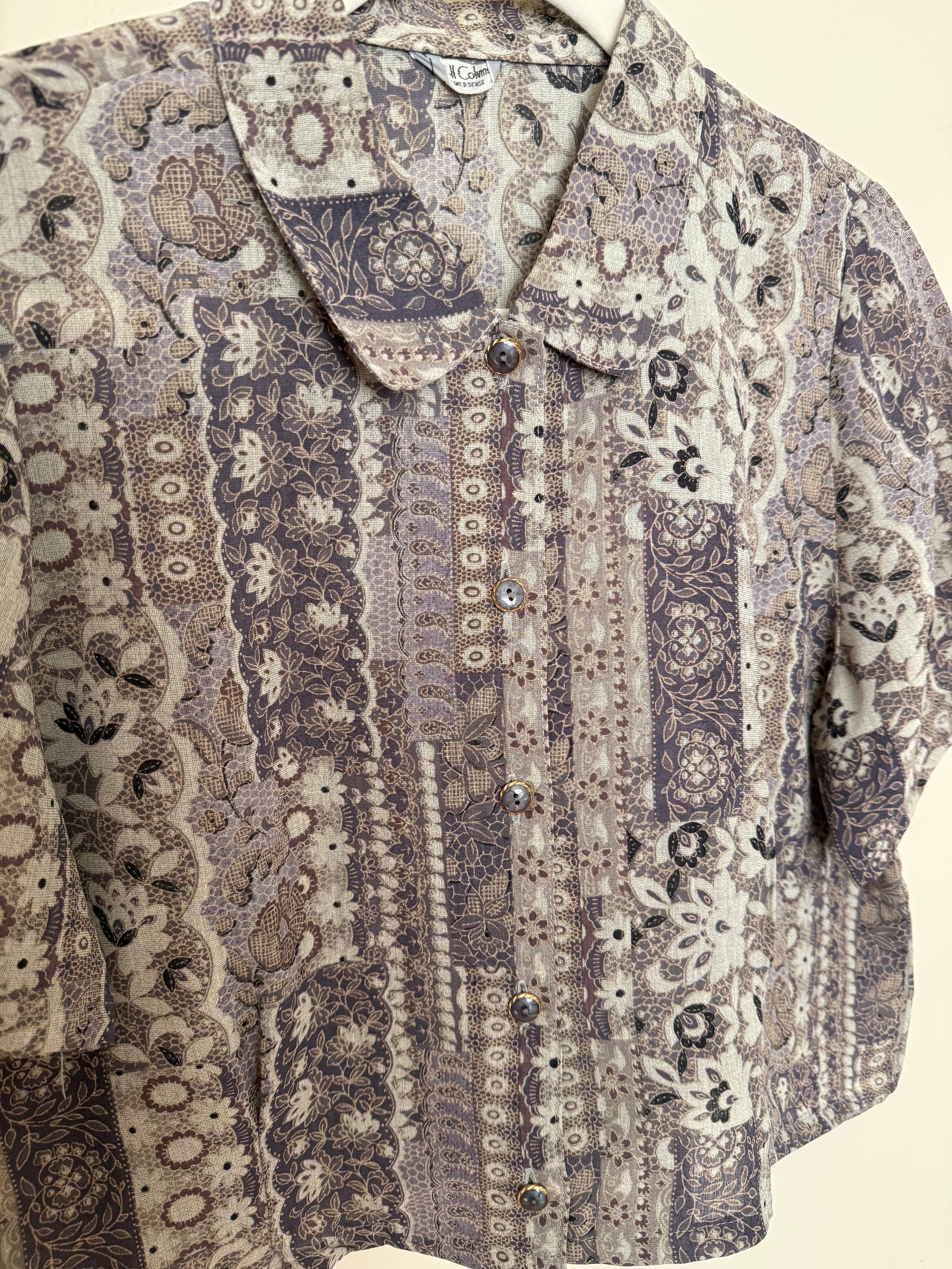 Cropped Blouse - Lavender Patchwork - S/M