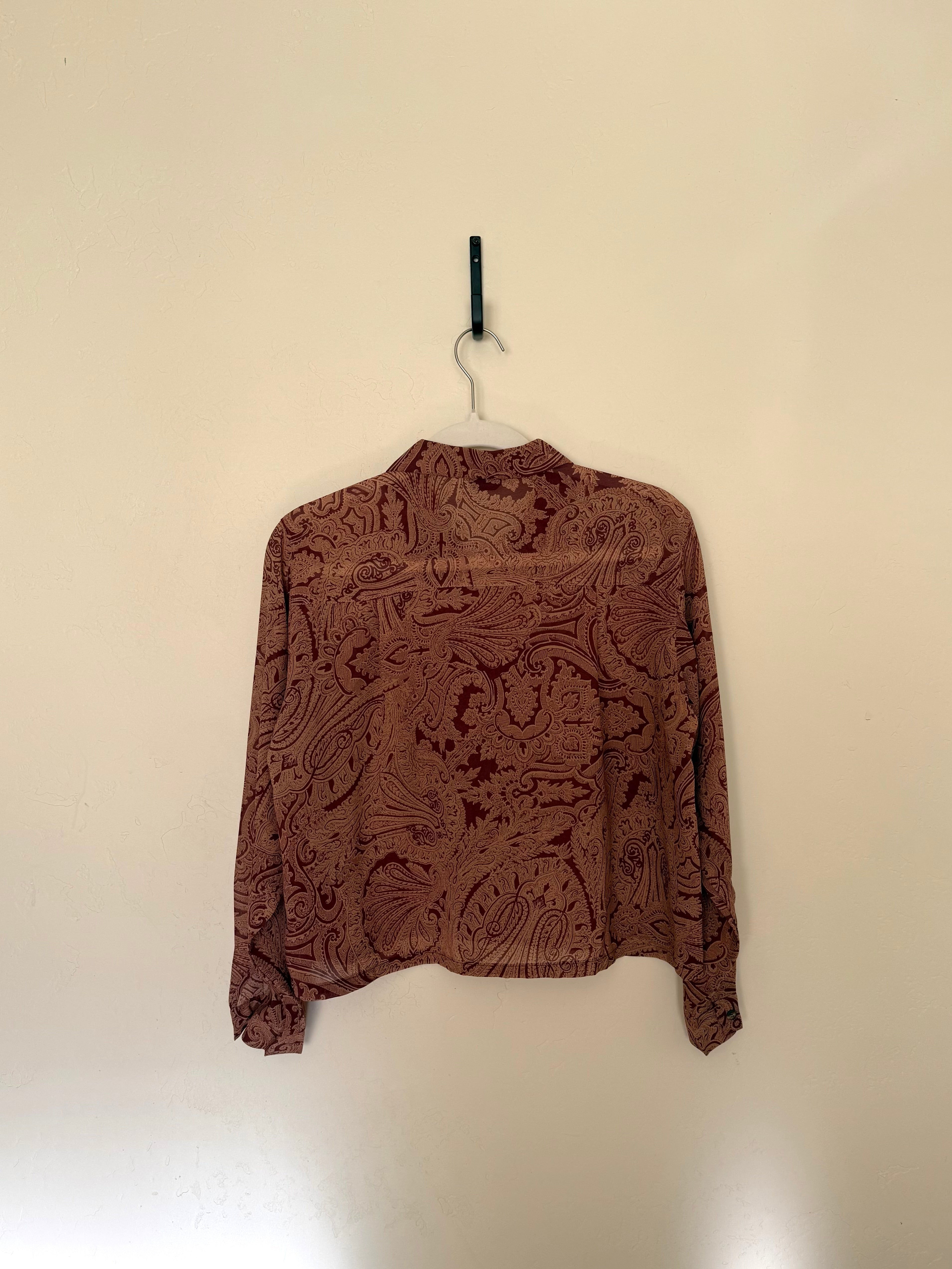 Cropped Blouse - Sheer Paisley - L/XL