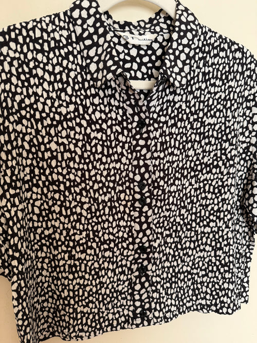 Cropped Blouse - B&W Pebbles - L/XL