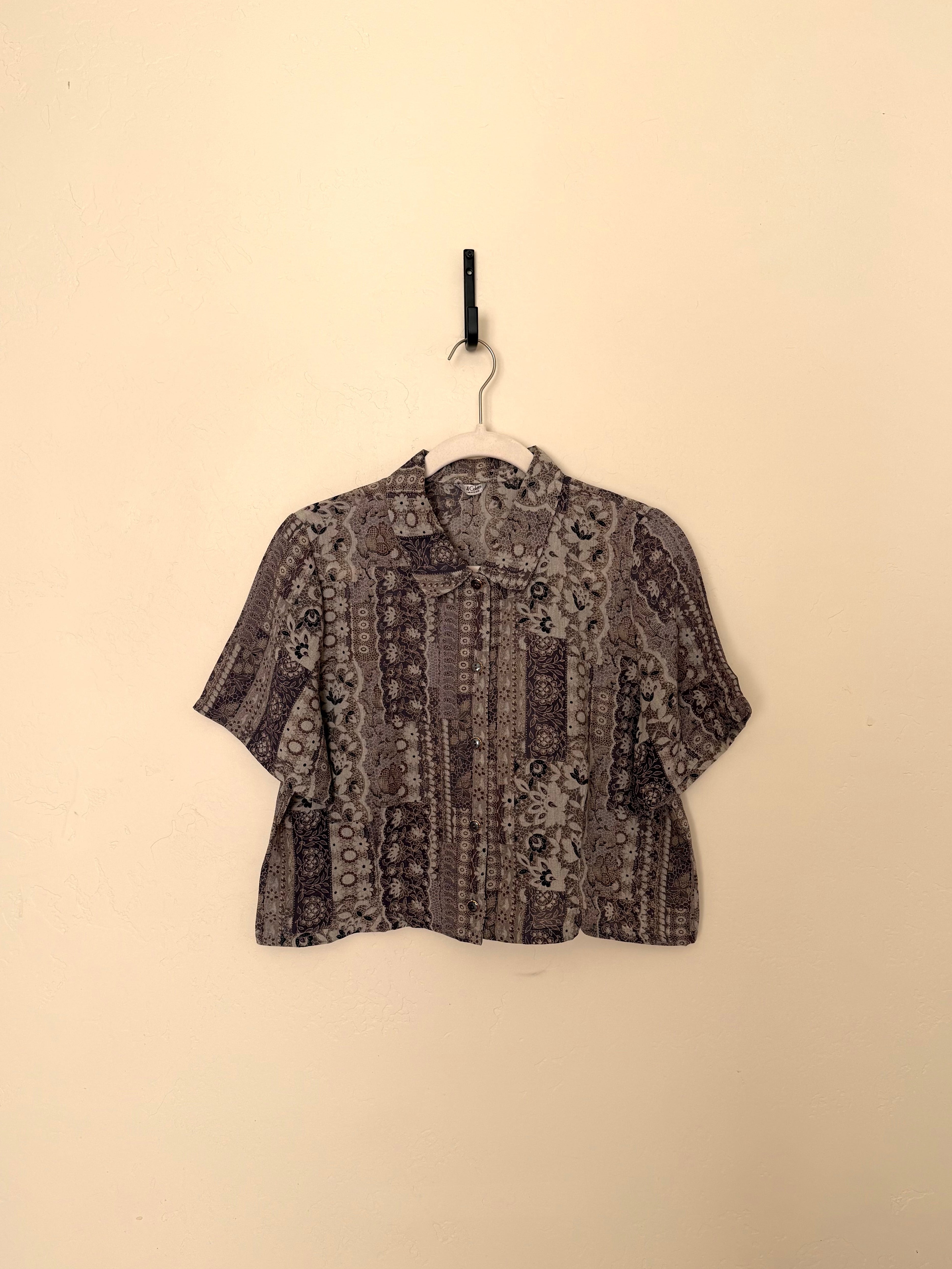 Cropped Blouse - Lavender Patchwork - S/M