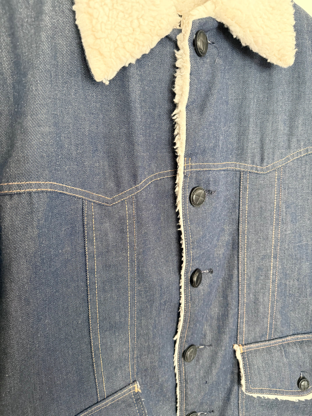 1980's Denim Sherpa-Lined Barn Jacket - Medium/Large