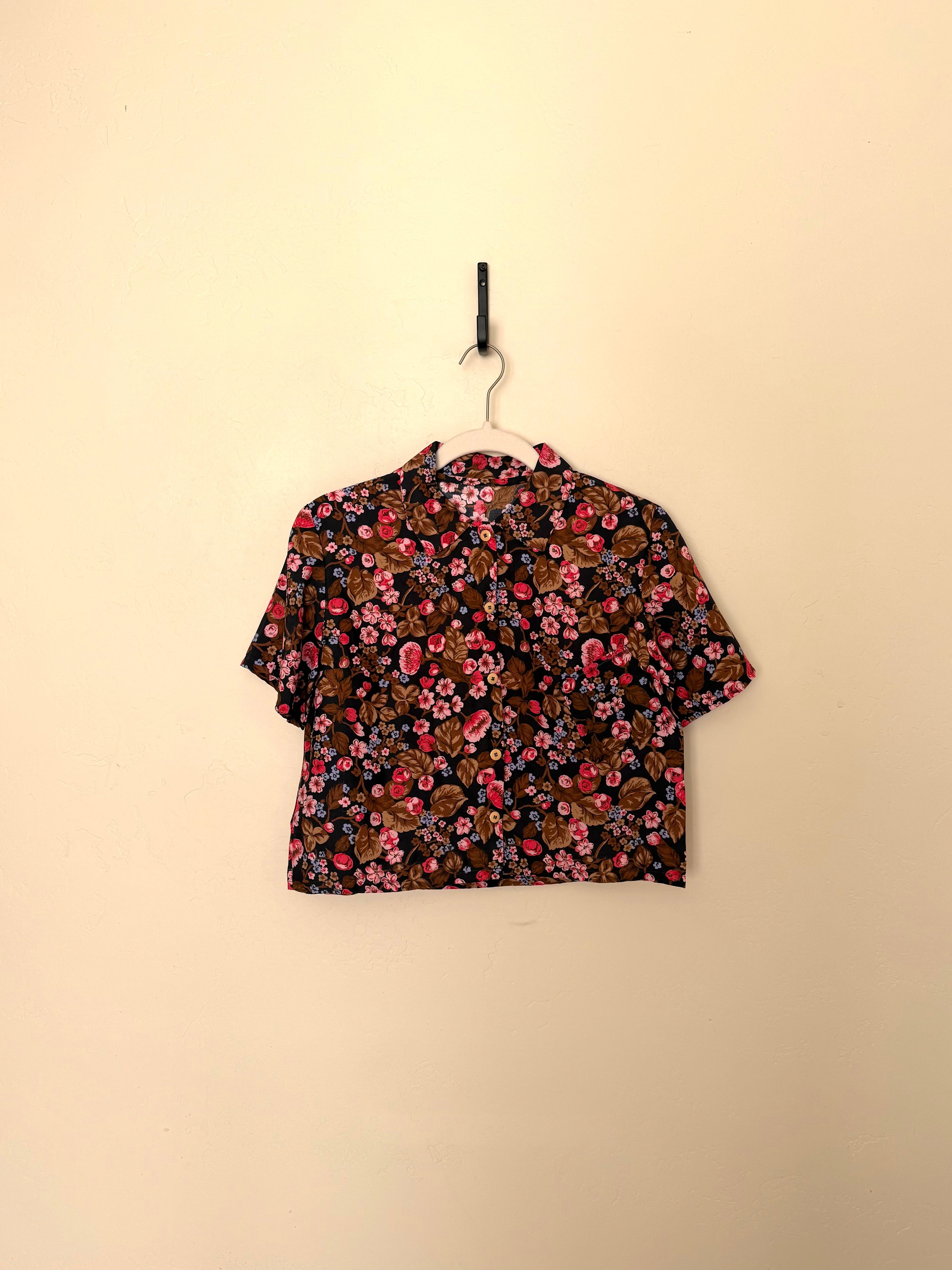 Cropped Blouse - Peony Floral - S/M