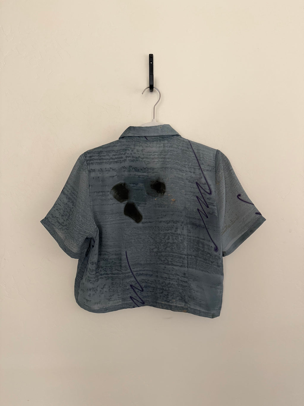 Cropped Blouse - Abstract Blue - L/XL