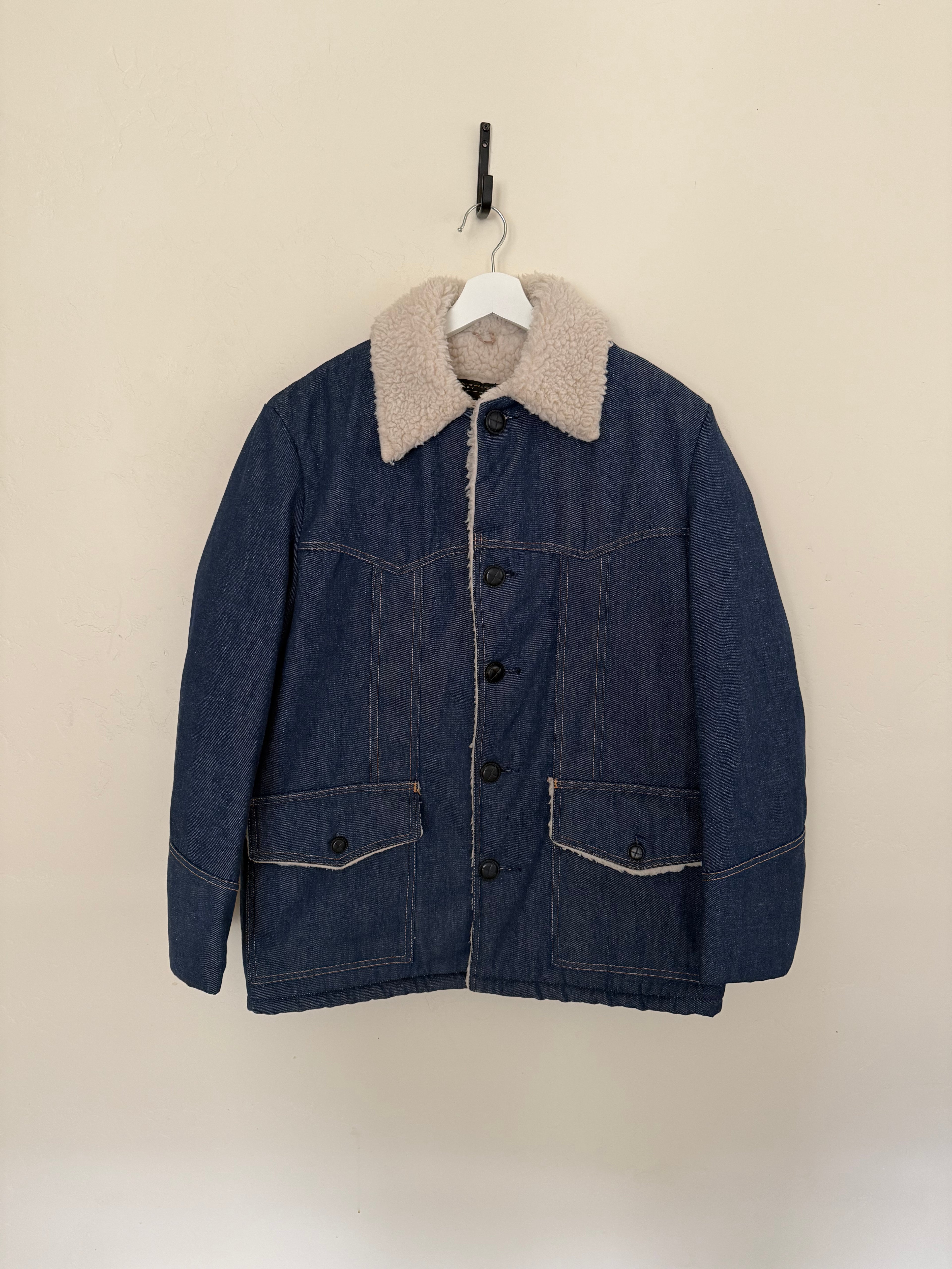 1980's Denim Sherpa-Lined Barn Jacket - Medium/Large
