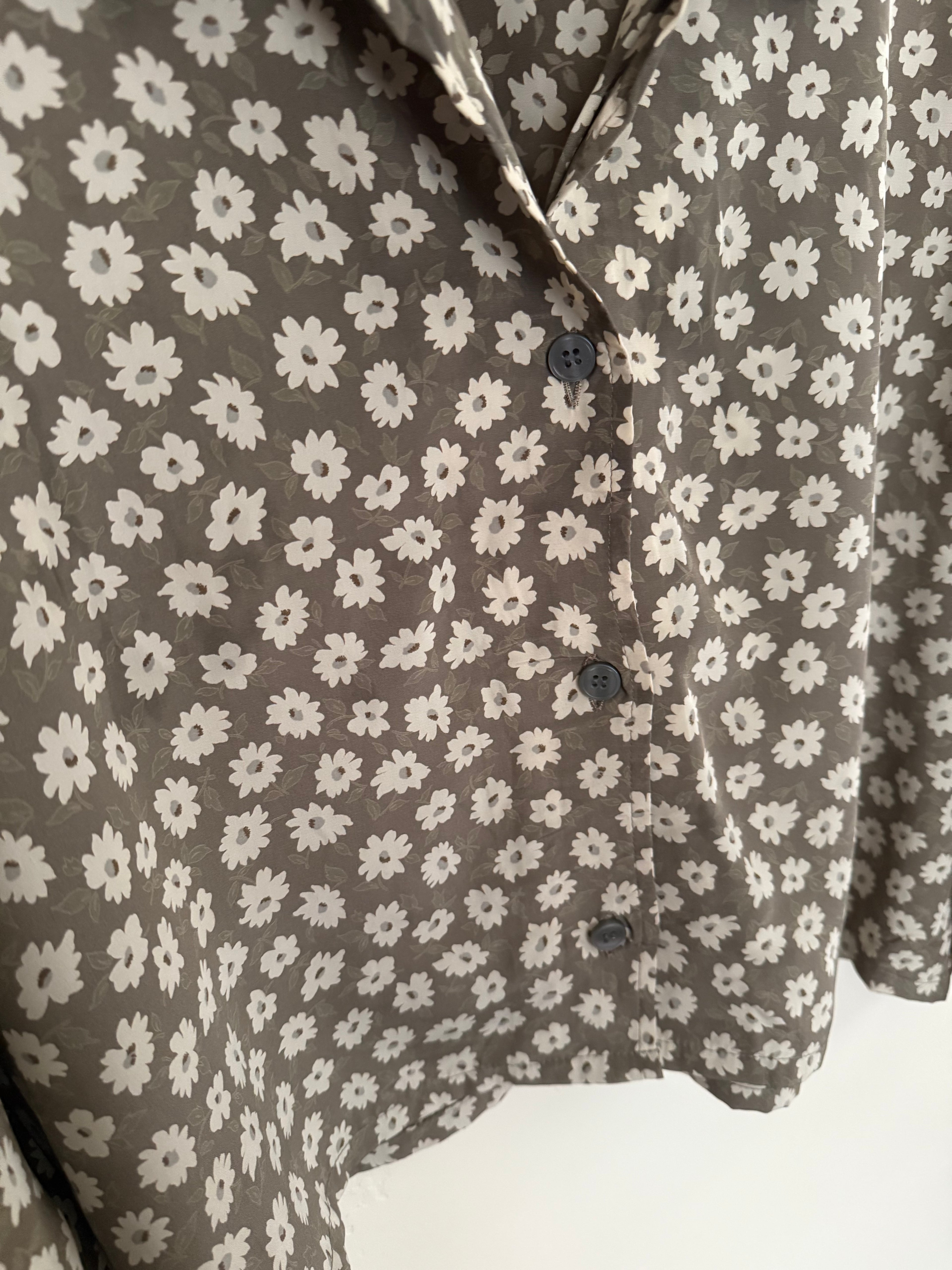 Cropped Blouse - Taupe Floral - XXL