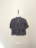 Cropped Blouse - Watercolor Floral - M/L