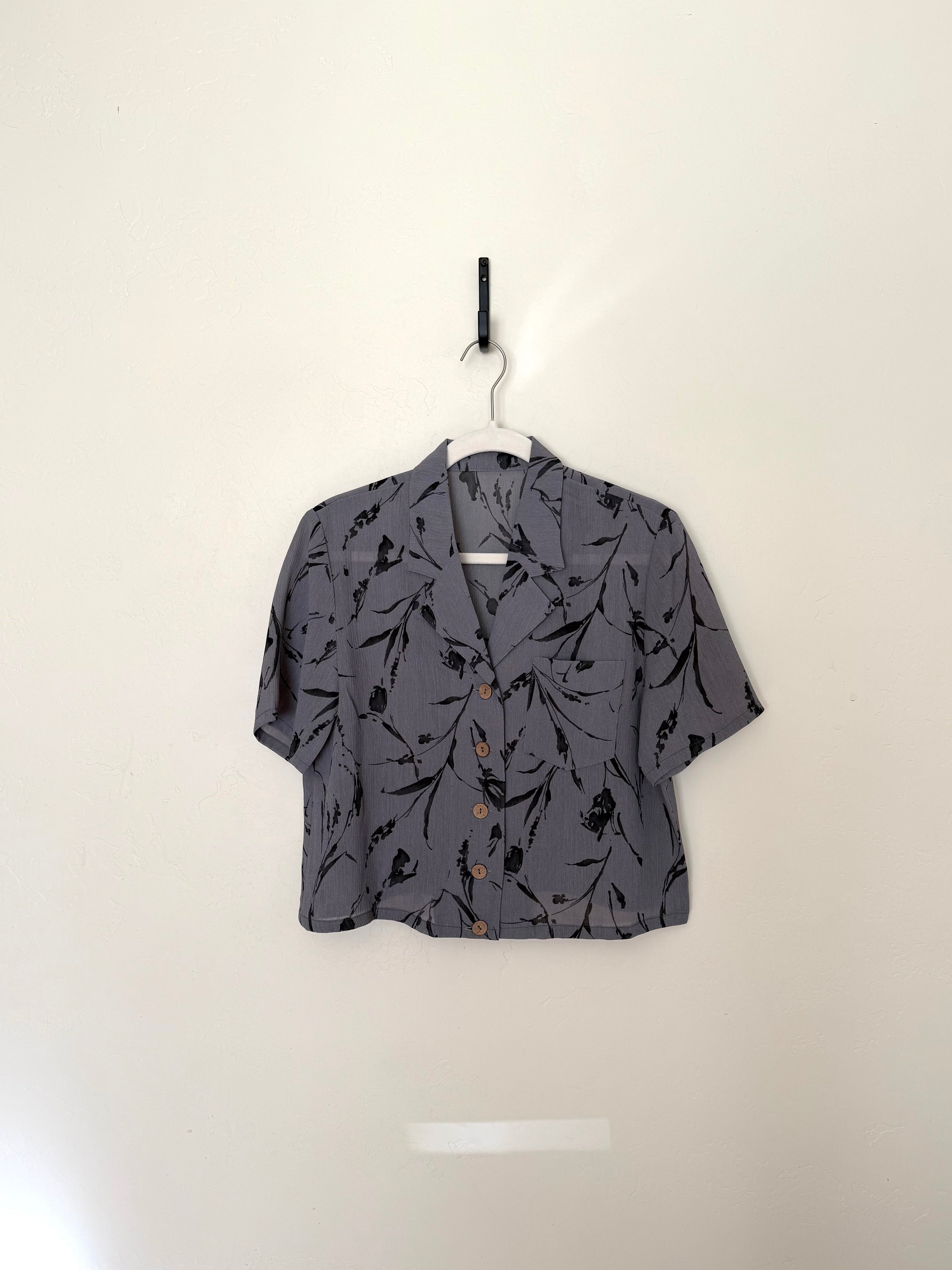 Cropped Blouse - Watercolor Floral - M/L