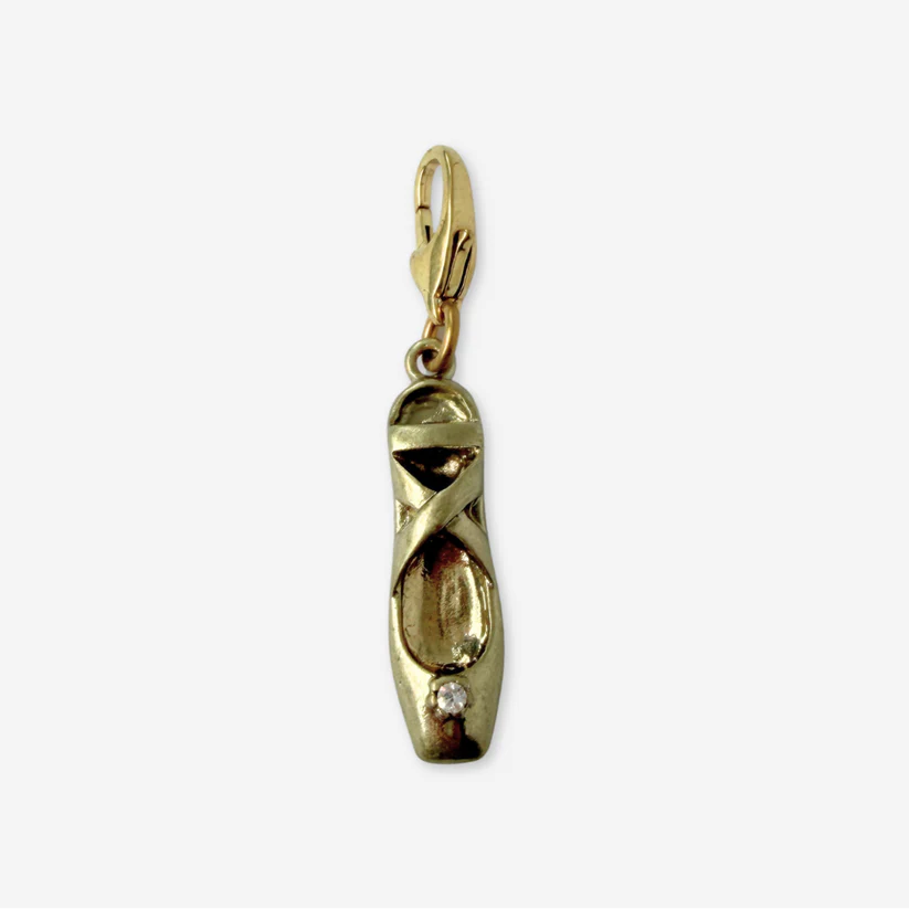 Vintage gold ballet slipper charm charm