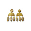 Vintage fluted metal bead chandelier earrings