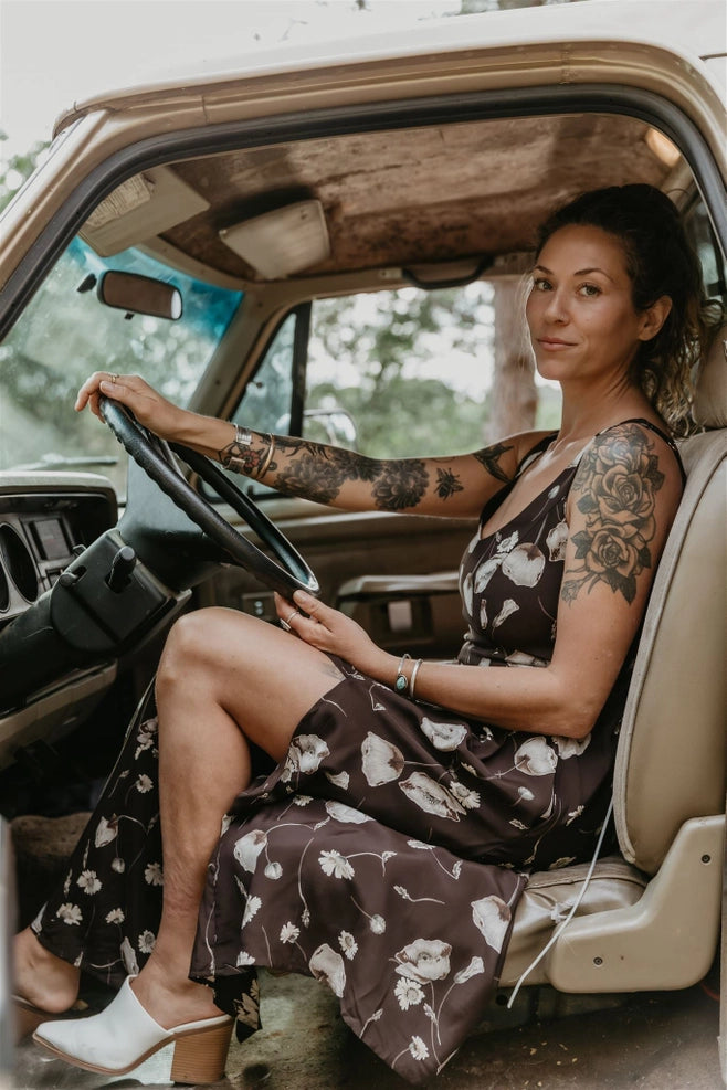 Long Agnes Dress - Brown Poppy