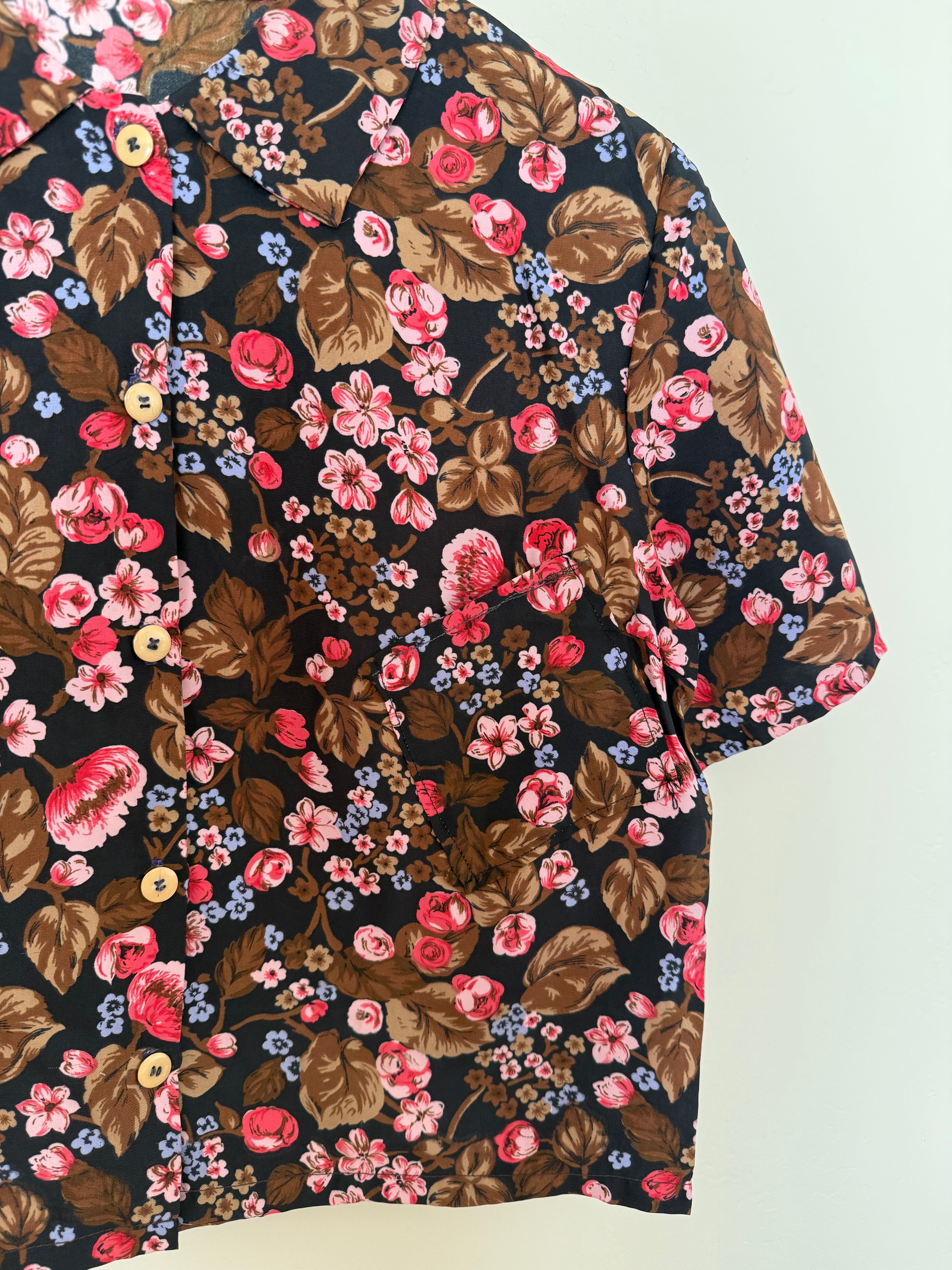 Cropped Blouse - Peony Floral - S/M