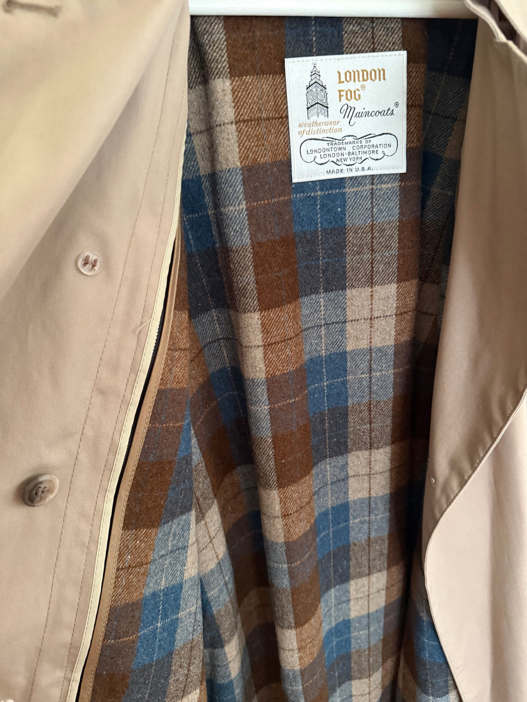 1970's Flannel Lined Trench Coat - Medium