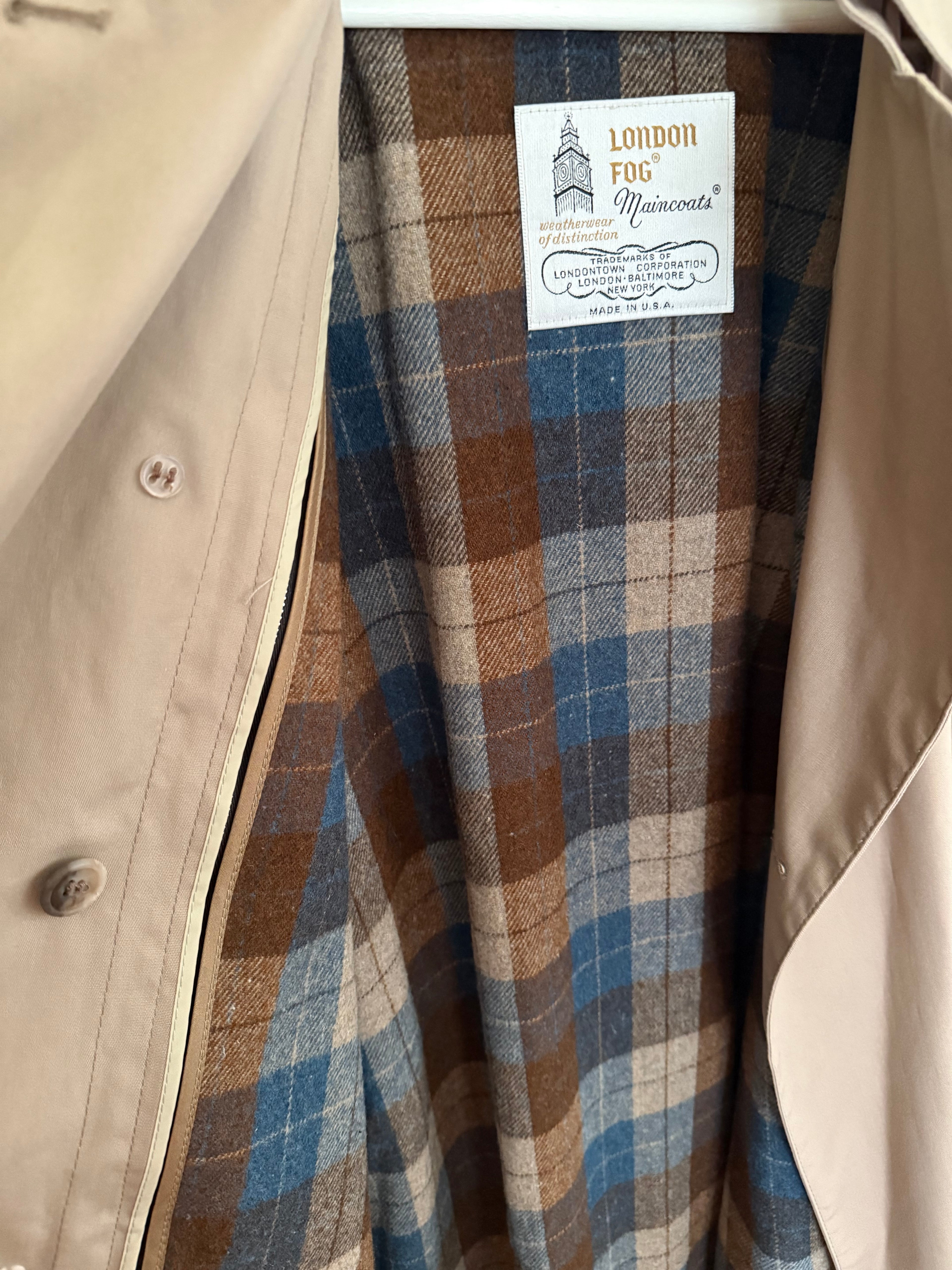 1970's Flannel Lined Trench Coat - Medium
