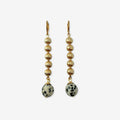 Vintage brass bead + dalmatian jasper earrings