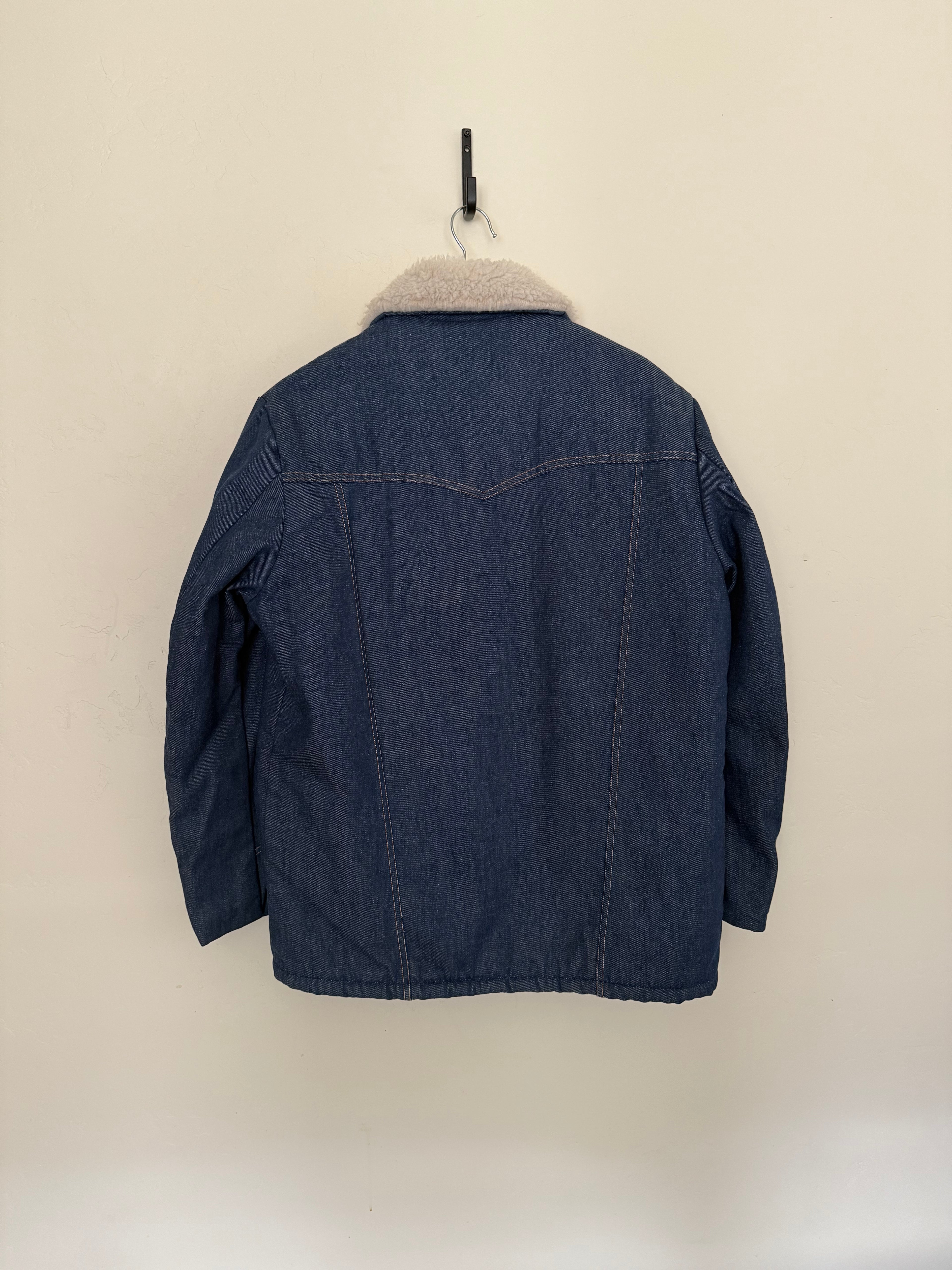 1980's Denim Sherpa-Lined Barn Jacket - Medium/Large