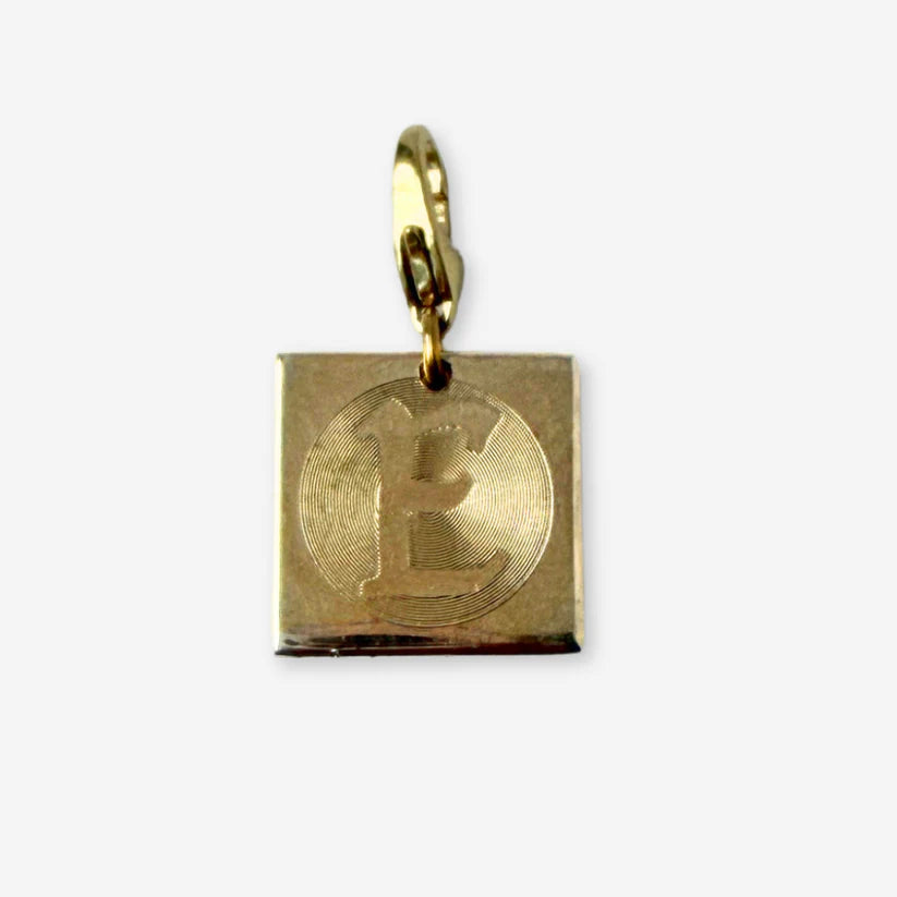 Vintage "E" square charm