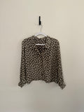 Cropped Blouse - Taupe Floral - XXL