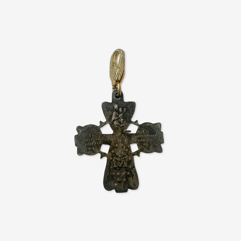 Vintage aged four-way scapular cross charm