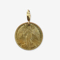 Vintage gold guardian angel coin charm