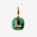 Vintage rhinestone monogram "L" green glass charm