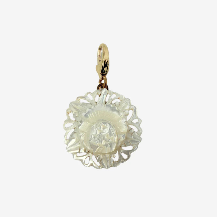 Vintage mother of pearl flower charm