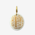 Vintage oval ceramic letter "P" charm