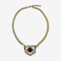 Art Deco Pendant Necklace - Garnet Red