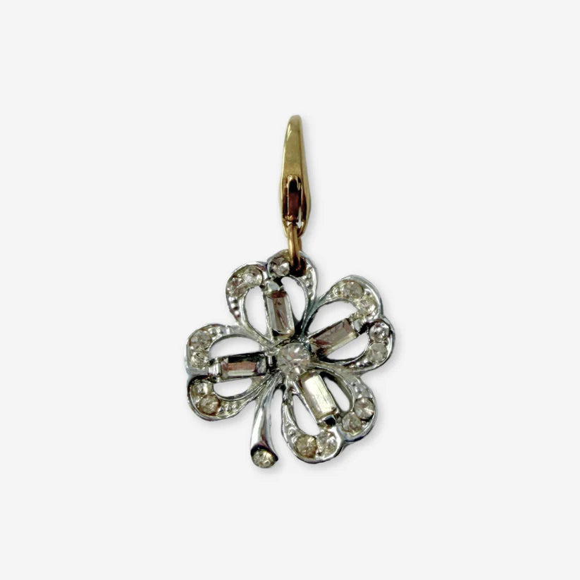 Vintage rhinestone four leaf clover charm