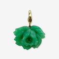Vintage Japanese jade green glass rose charm