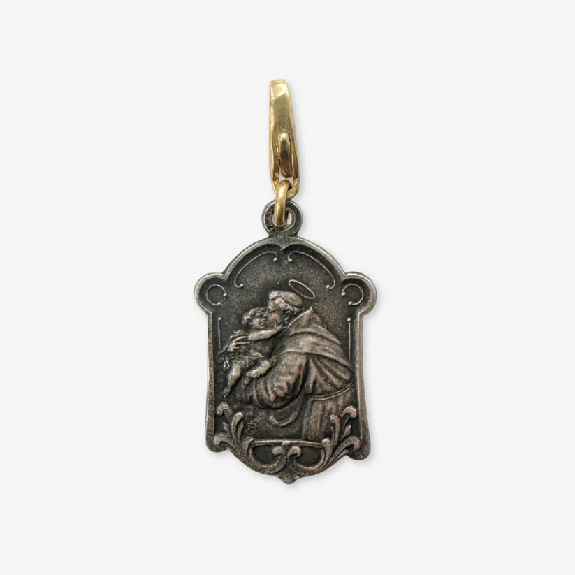 Vintage Saint Anthony + guardian angel charm
