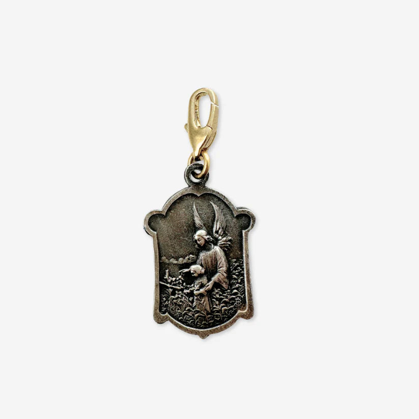 Vintage Saint Anthony + guardian angel charm