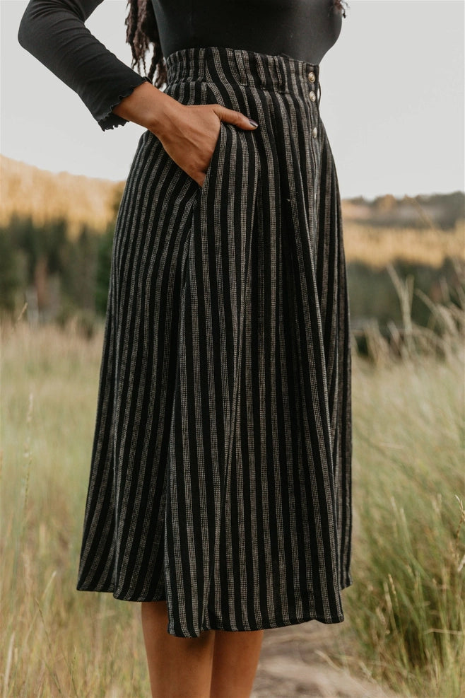 Trices Skirt - Black Two-Tone Stripe
