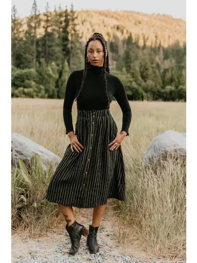 Trices Skirt - Black Two-Tone Stripe