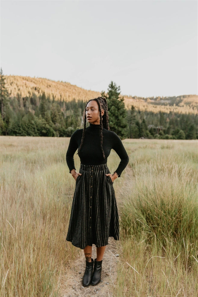 Trices Skirt - Black Two-Tone Stripe