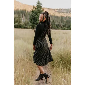 Trices Skirt - Black Two-Tone Stripe