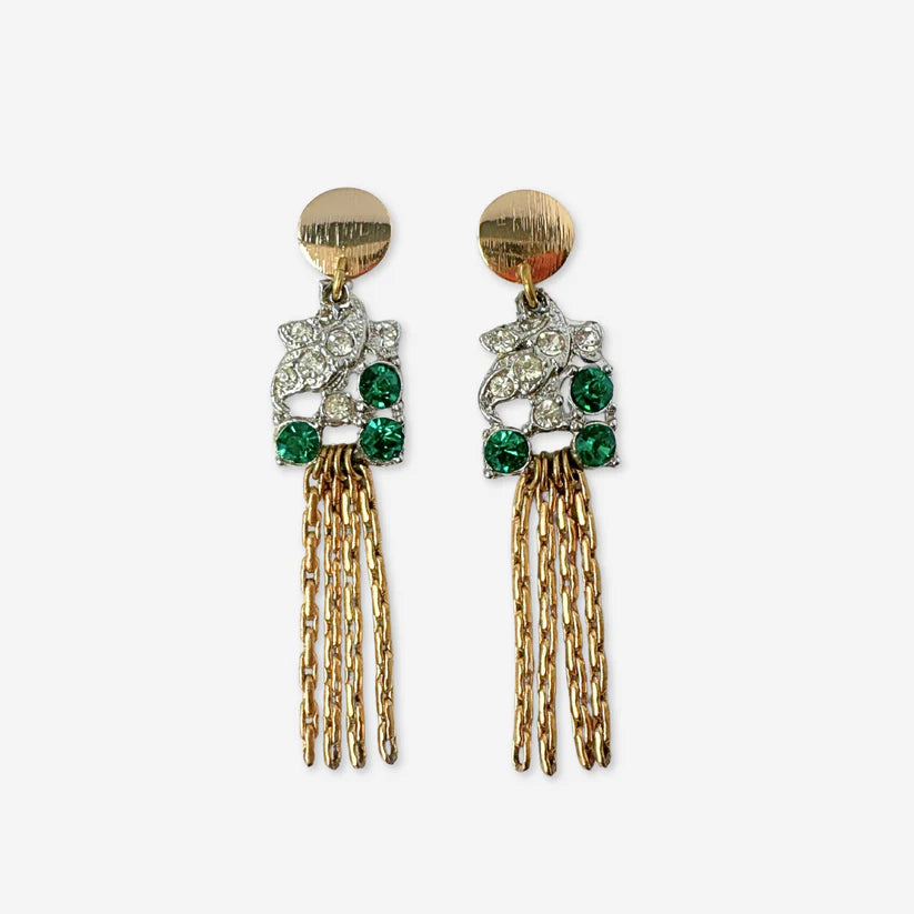 Vintage rhinestone tassel earrings